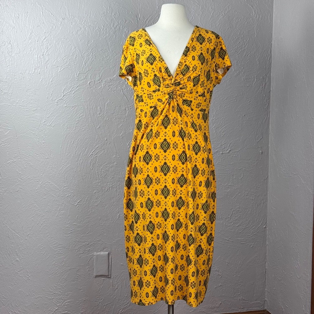 Soft golden rod yellow XXL (see measurements!!) summer dress boho print